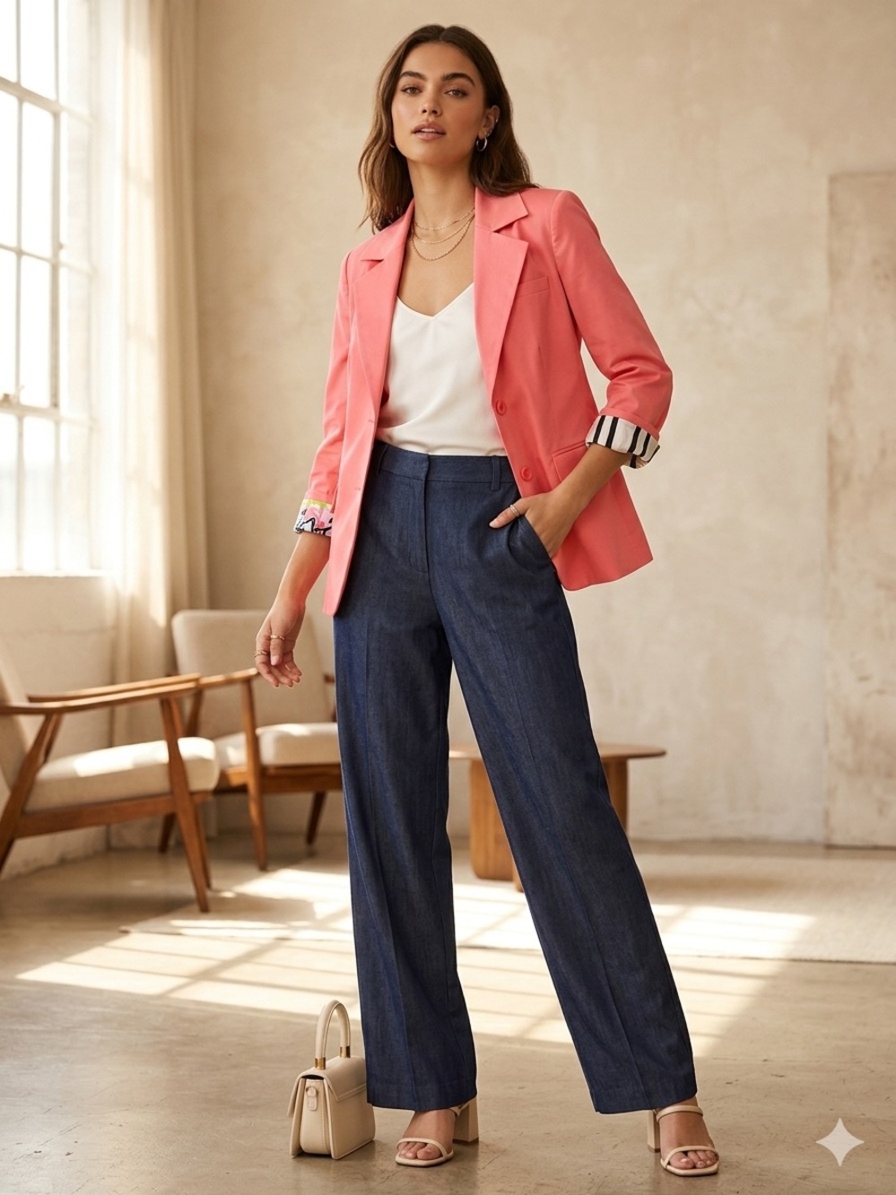 Alice + Olivia Coral Pink double-Button Blazer